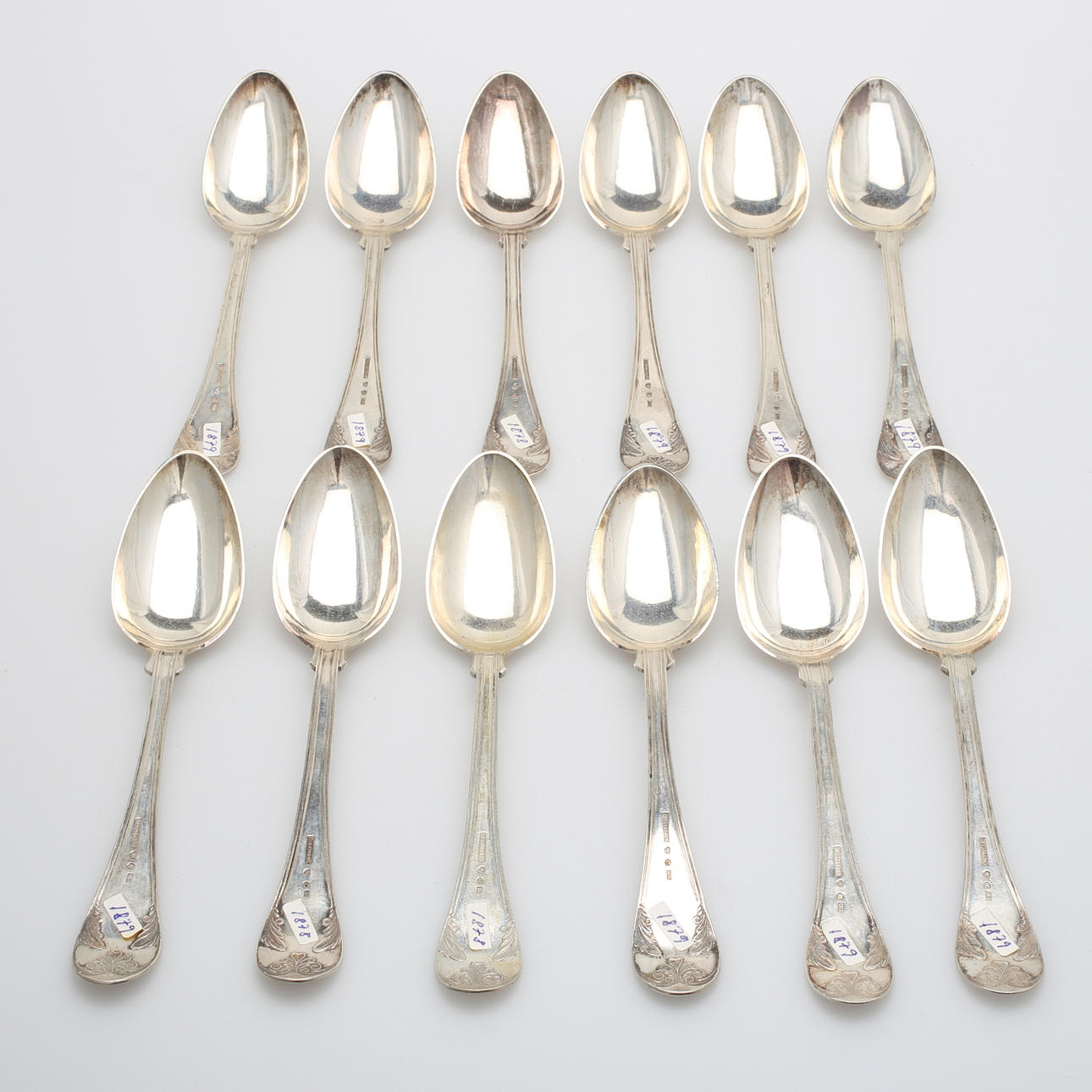 W. AHNSTRÖM, VÄXJÖ. skedar, 12 st, silver, 1878-1879, 698 gram.