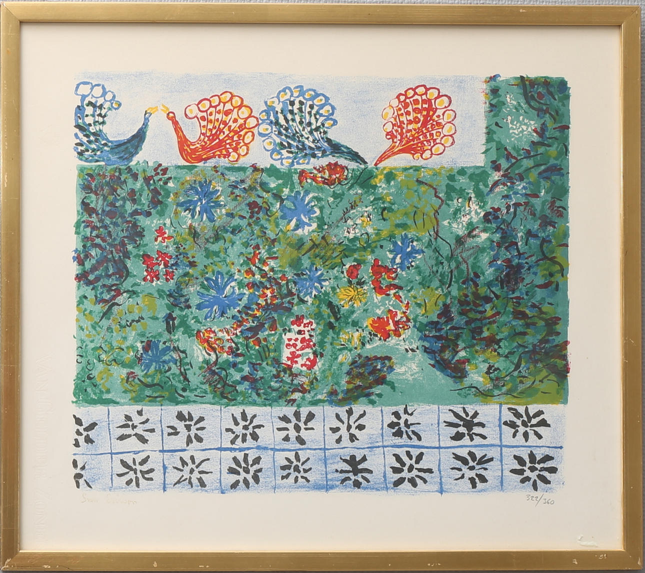 SVEN X:ET ERIXSON. Påfåglar. Färglitografi, signerad och numrerad 322/360.