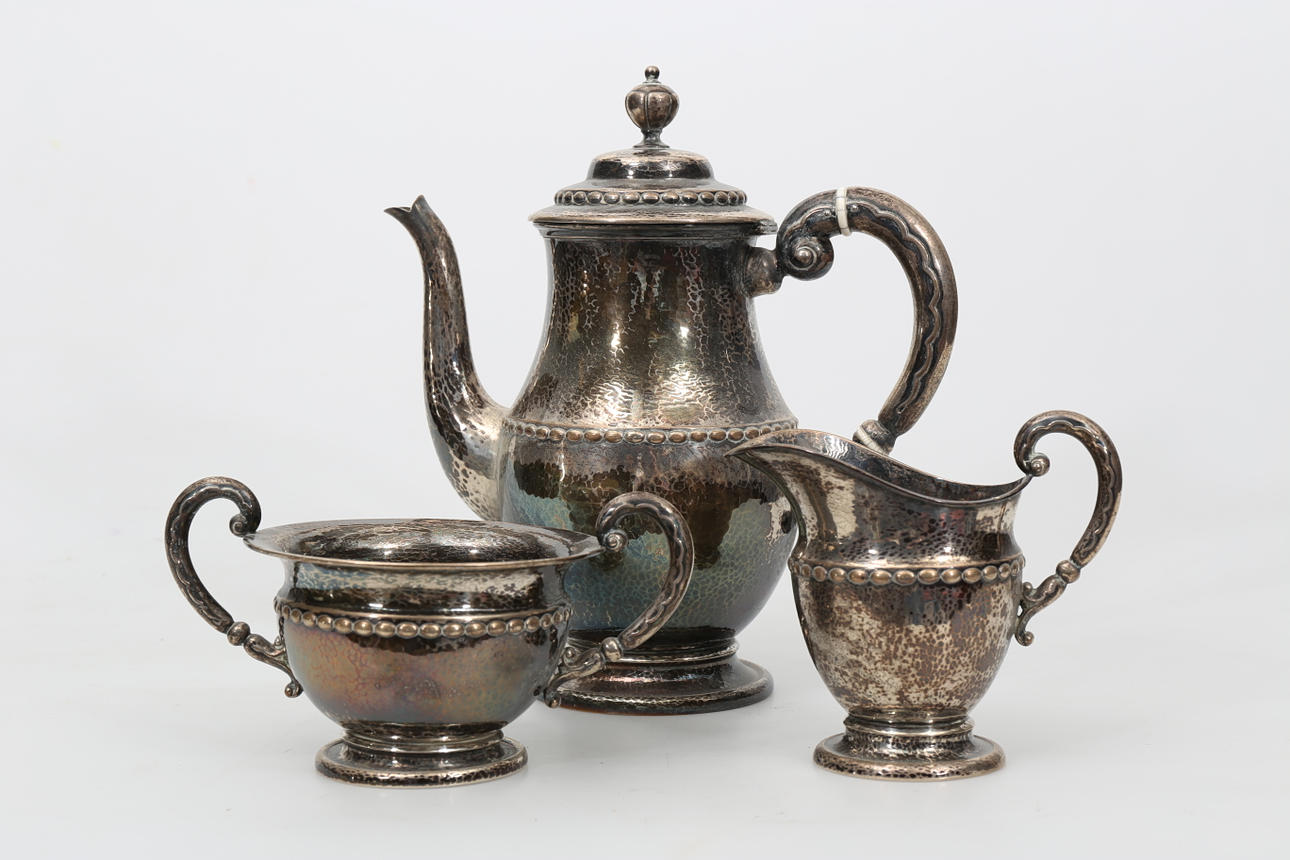 KAFFESERVIS, silver, 3 delar, 1924, 999,2 gram.