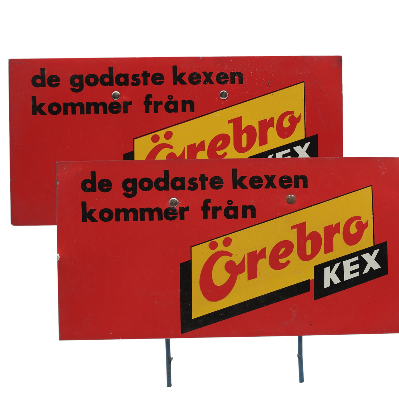 SKYLTAR, 2 st, plåt Örebro Kex, 1900-tal.