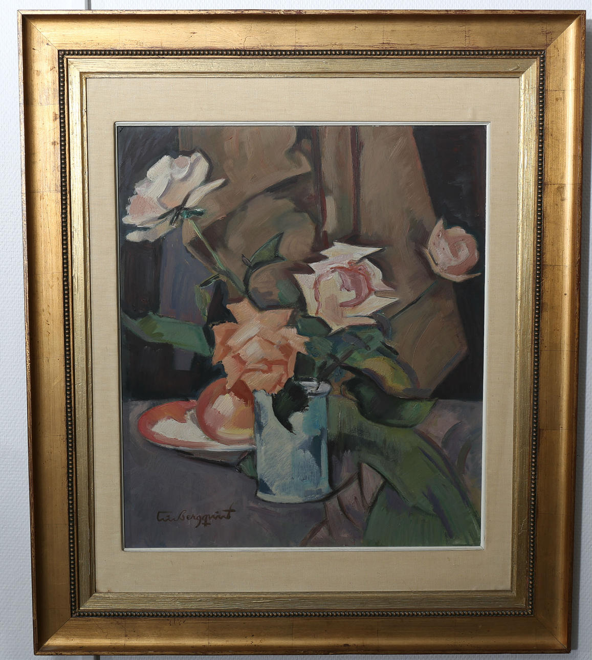 OIDENTIFIERAD KONSTNÄR. Olja på pannå, Blomsterstilleben, signerad Eric Bergqvist.