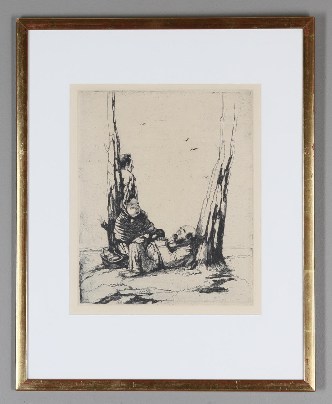 AXEL FRIDELL. 3 st, torrnålsgravyrer/etsning.