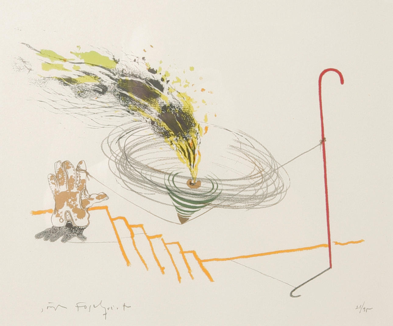 JÖRGEN FOGELQVIST. Komposition, färglitografi, signerad.