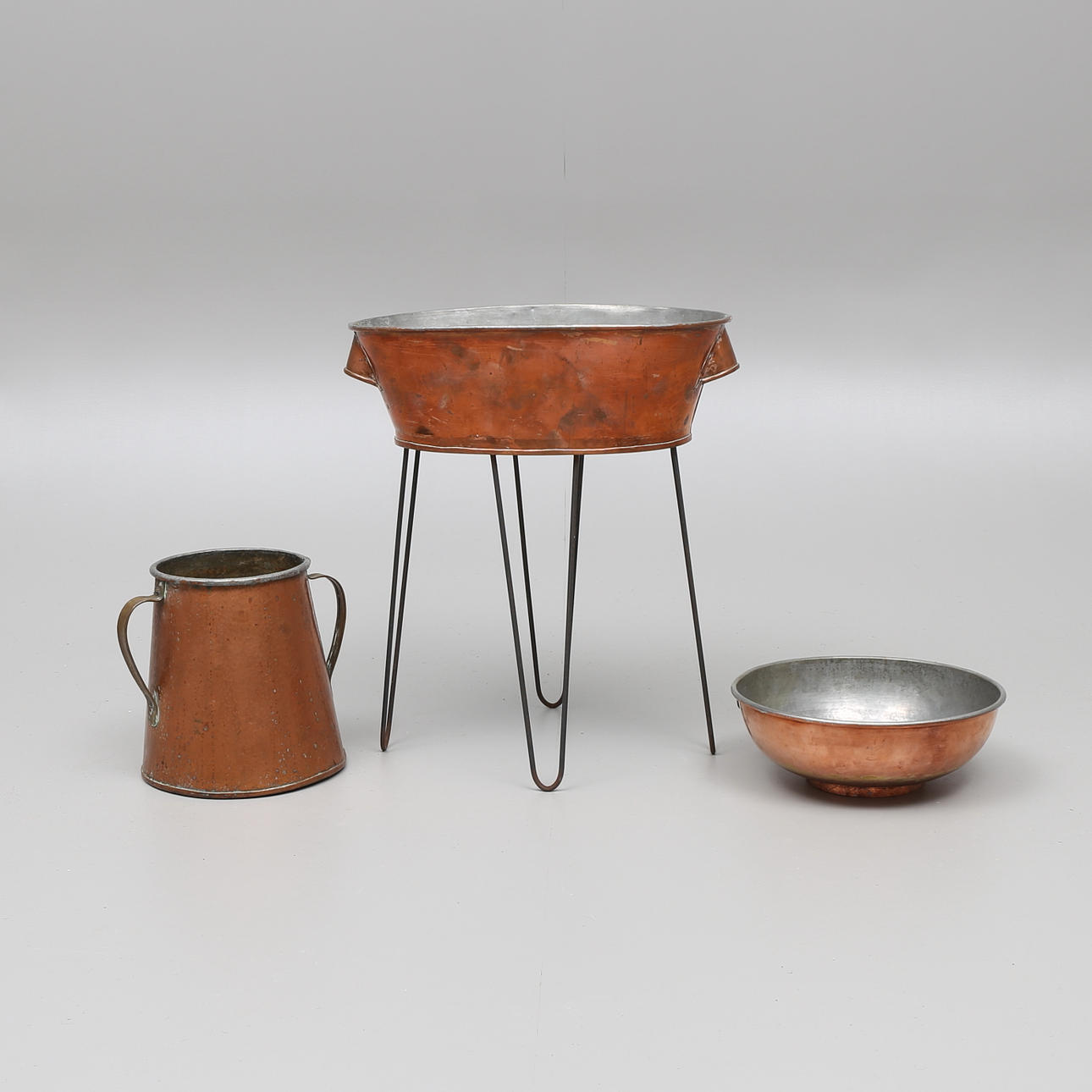 KOPPARFÖREMÅL, 3 st, 1800-tal.