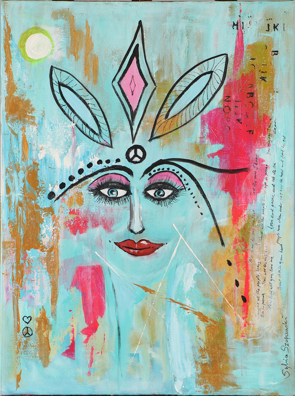 SYLVIA SZEPANSKI. Face composition, oil on canvas, signed.