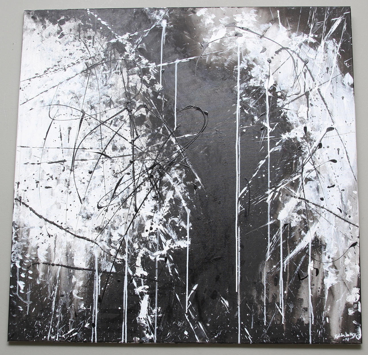 ROBIN LELLKY. "Vrede" Komposition. Akryl på duk, signerad och daterad 2014.