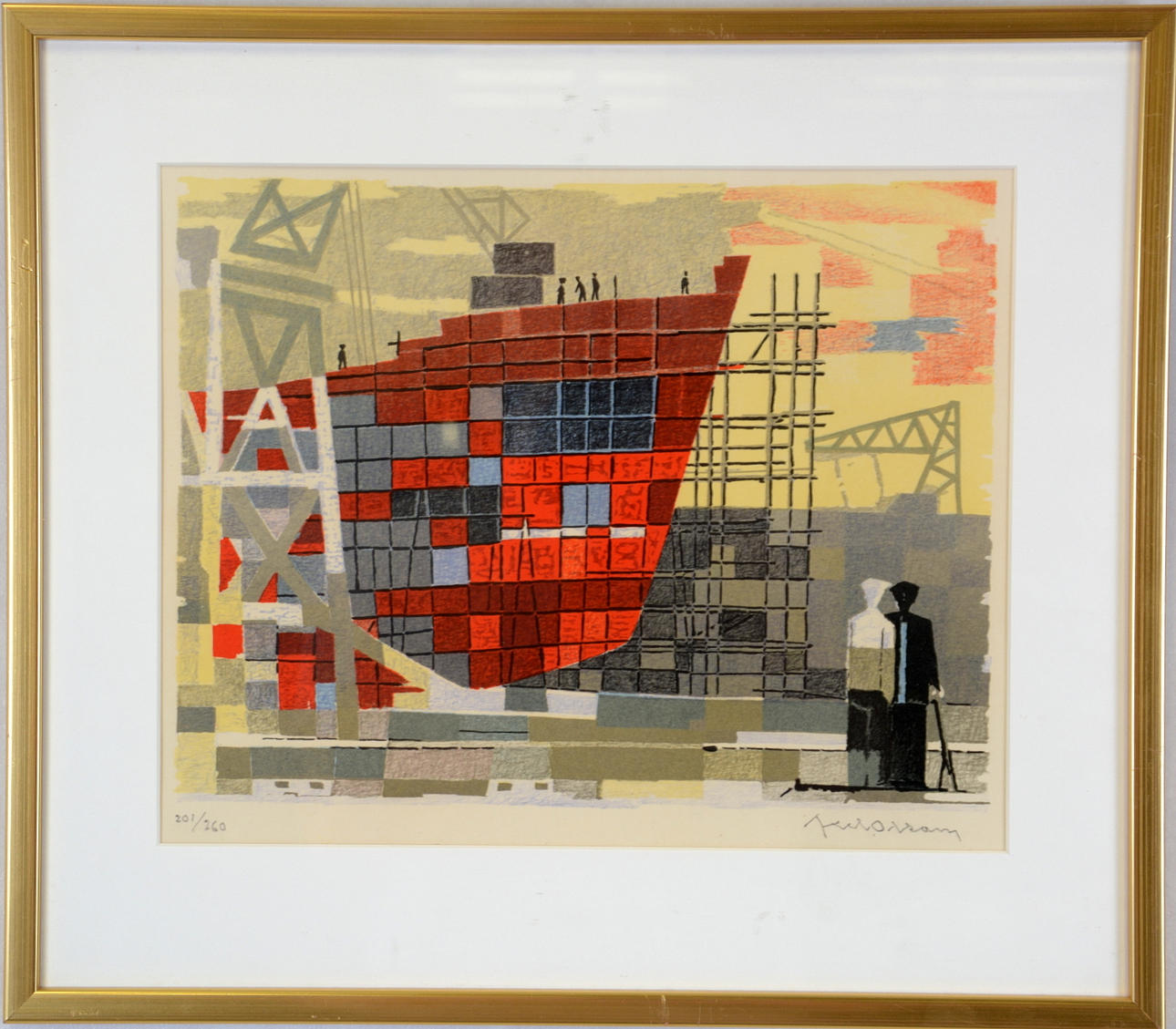 AXEL OLSON. Färglitografi.