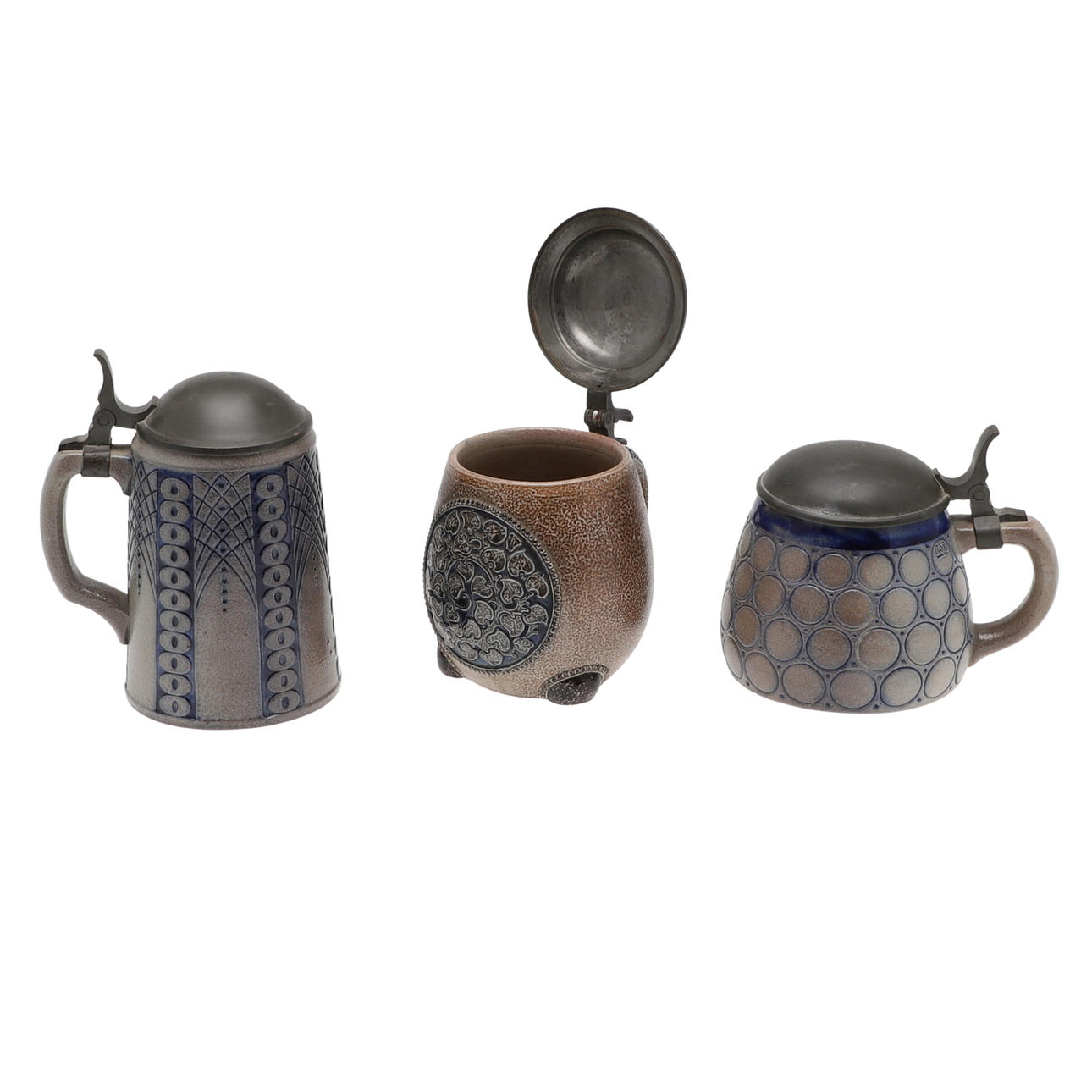 TRES STEINS ALEMANES DE GRES JUNGENDSTIL DE RICHARD RIEMERSCHMID.