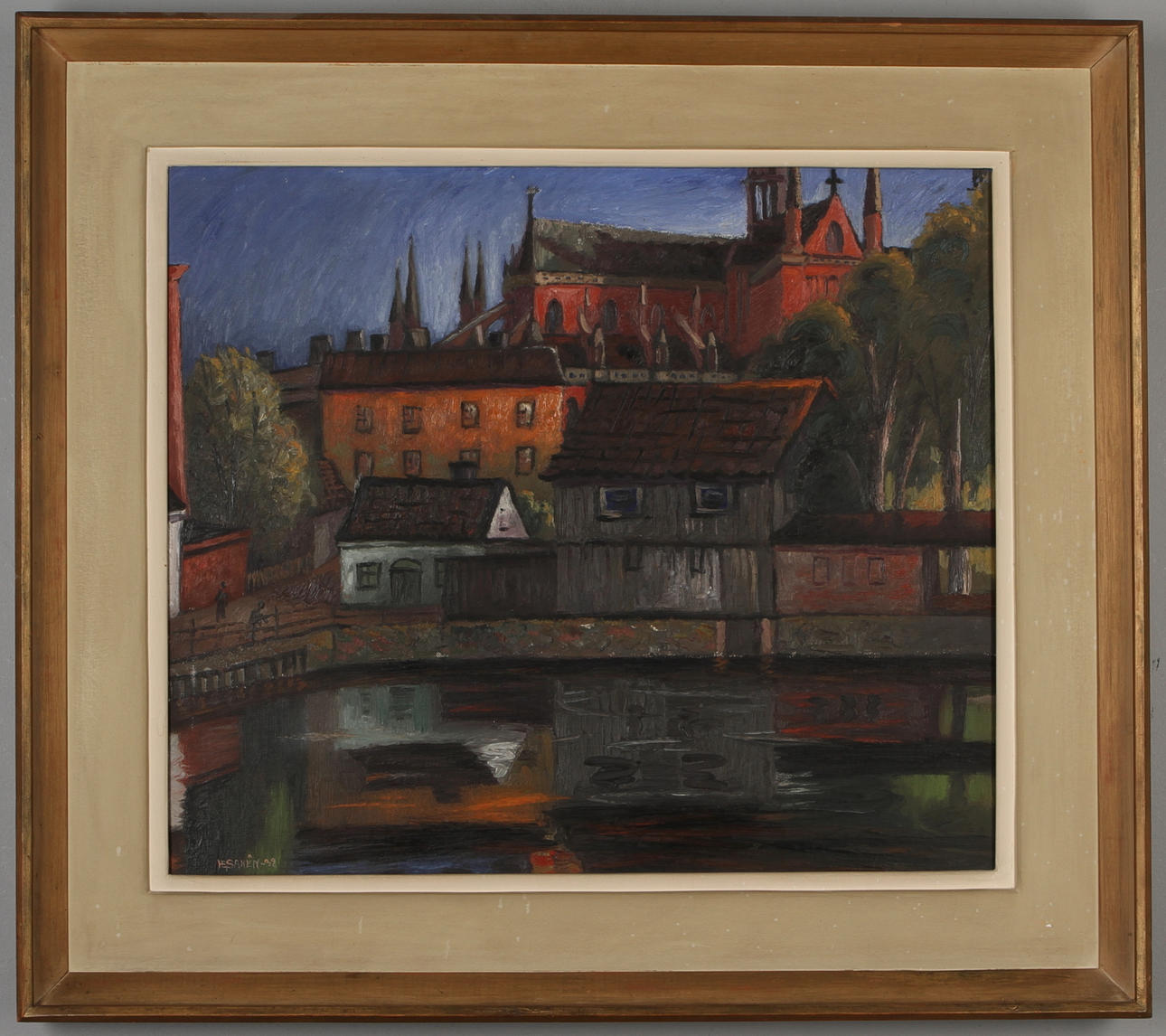 OKÄND KONSTNÄR. Uppsala, olja på duk, signerad och daterad H E Sahlin -32.