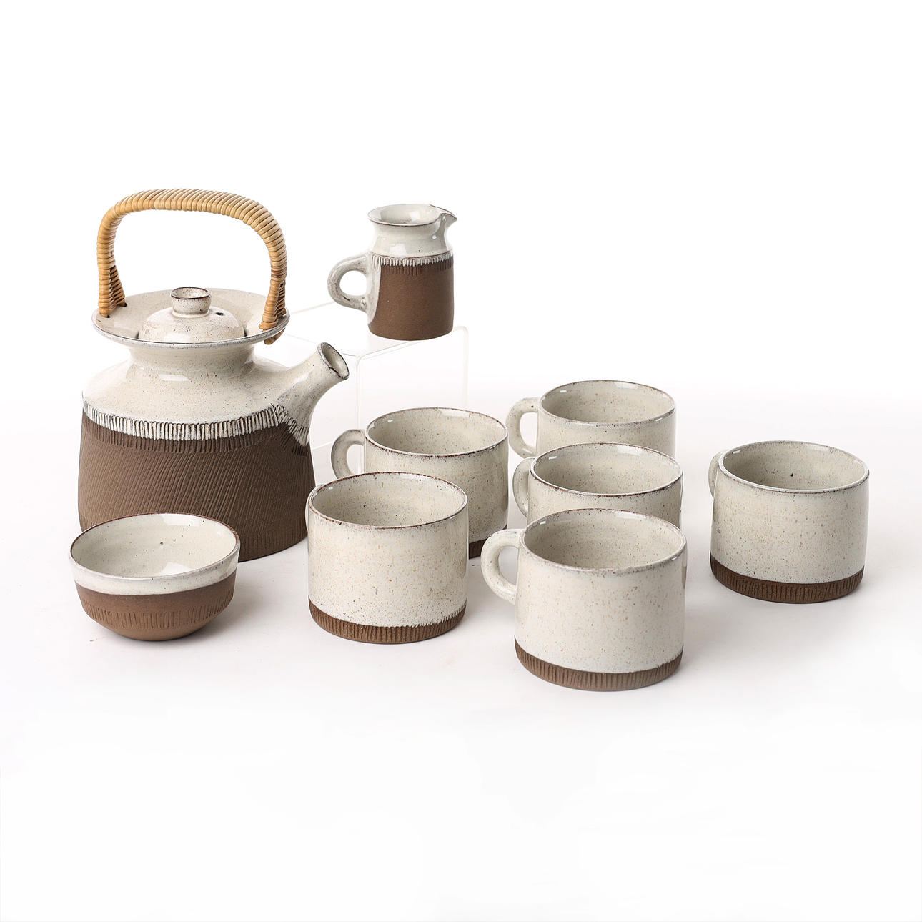 SIGNE PERSSON-MELIN. Tea service, Own workshop, 1950s, partly glazed stoneware.