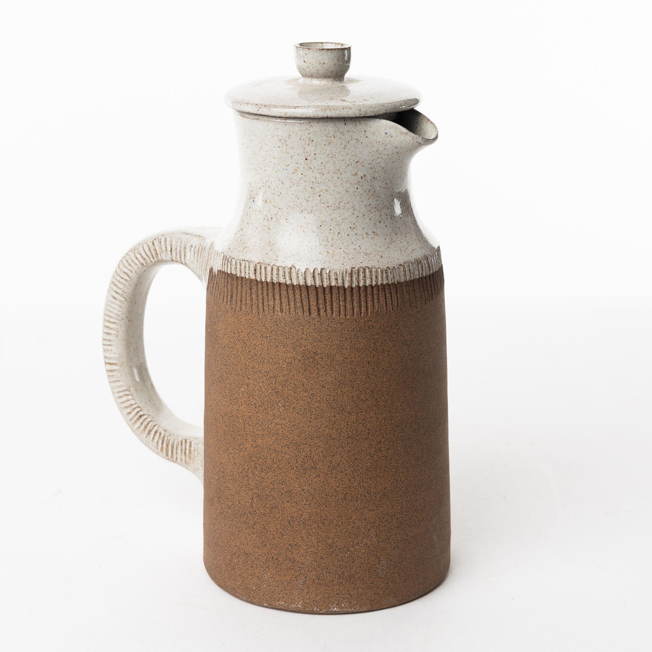 SIGNE PERSSON-MELIN. Coffee pot, Own workshop, 1950s, partly glazed stoneware.