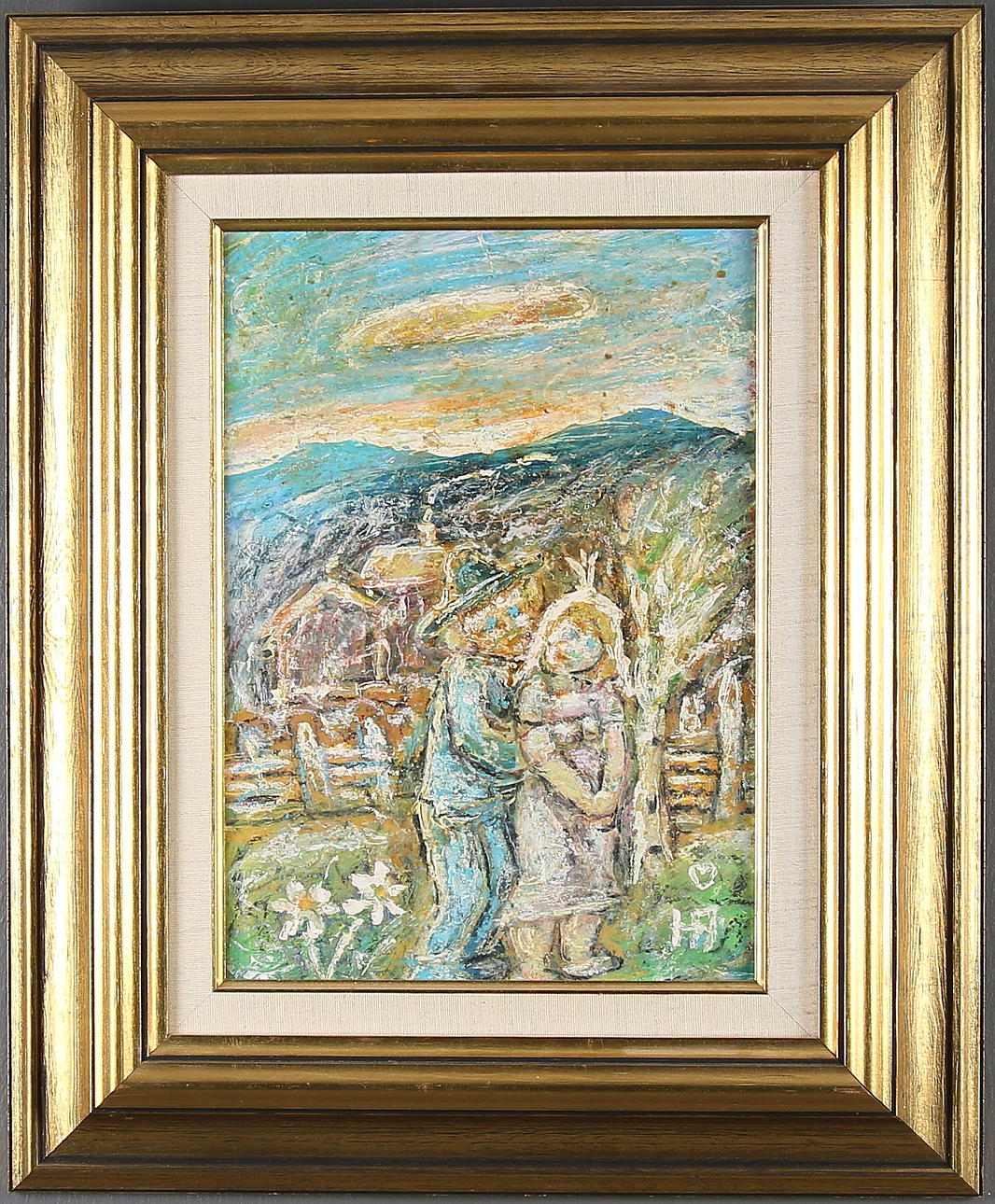 HANS ÅNGSÄTER. Blandteknik på duk, monogramsignerad.