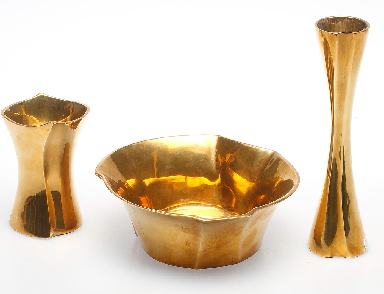 VASER samt SKÅL, 3 delar, mässing, Scandia present.