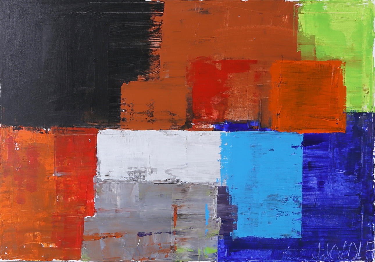 JAN WOLF. "Colours of Bilbao", akryl på duk, signerad.