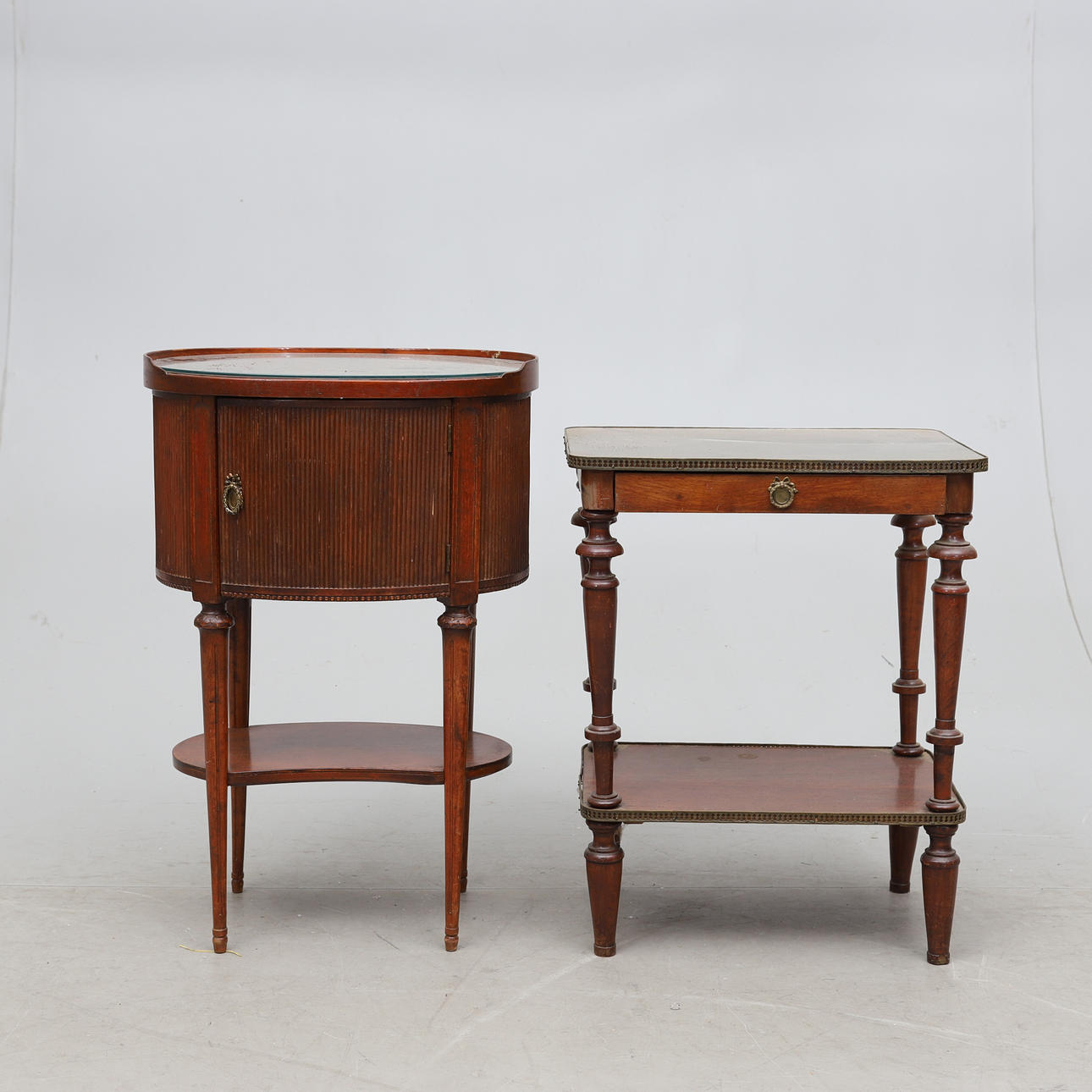 BEDSIDE TABLE, 2 pieces, Gustavian style, 18/1900s.