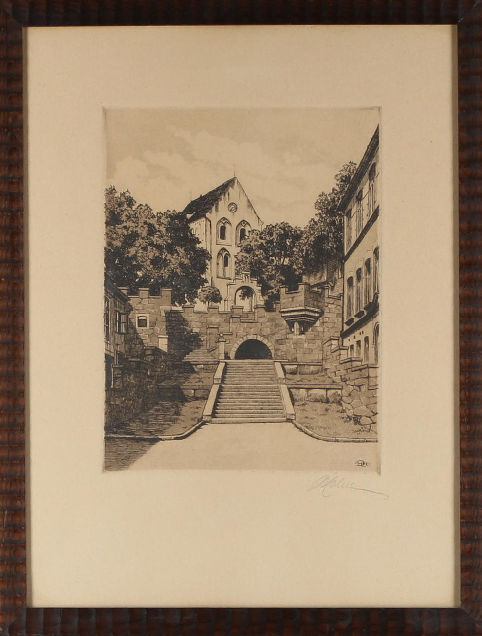 PARTI, 4 st etsningar/tusch, 1900-tal.