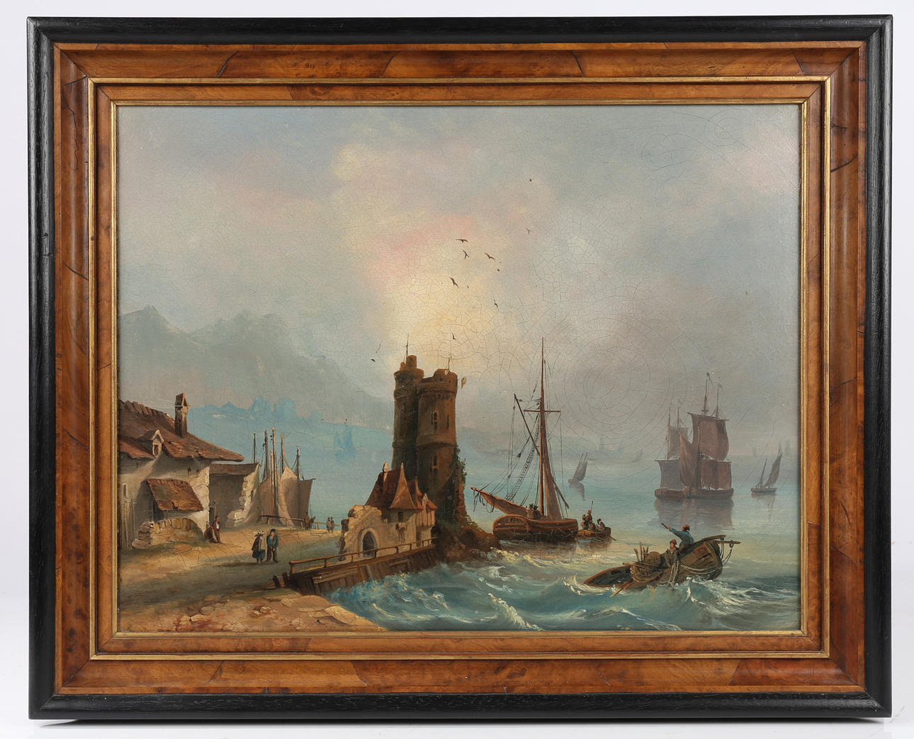 ESCUELA CONTINENTAL (SIGLO XIX) ESCENA COSTERA.