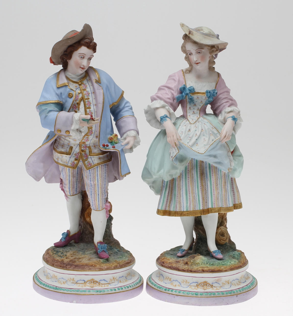 FIGURINER, 2 st, biskvi/porslin, 1800/1900-tal.