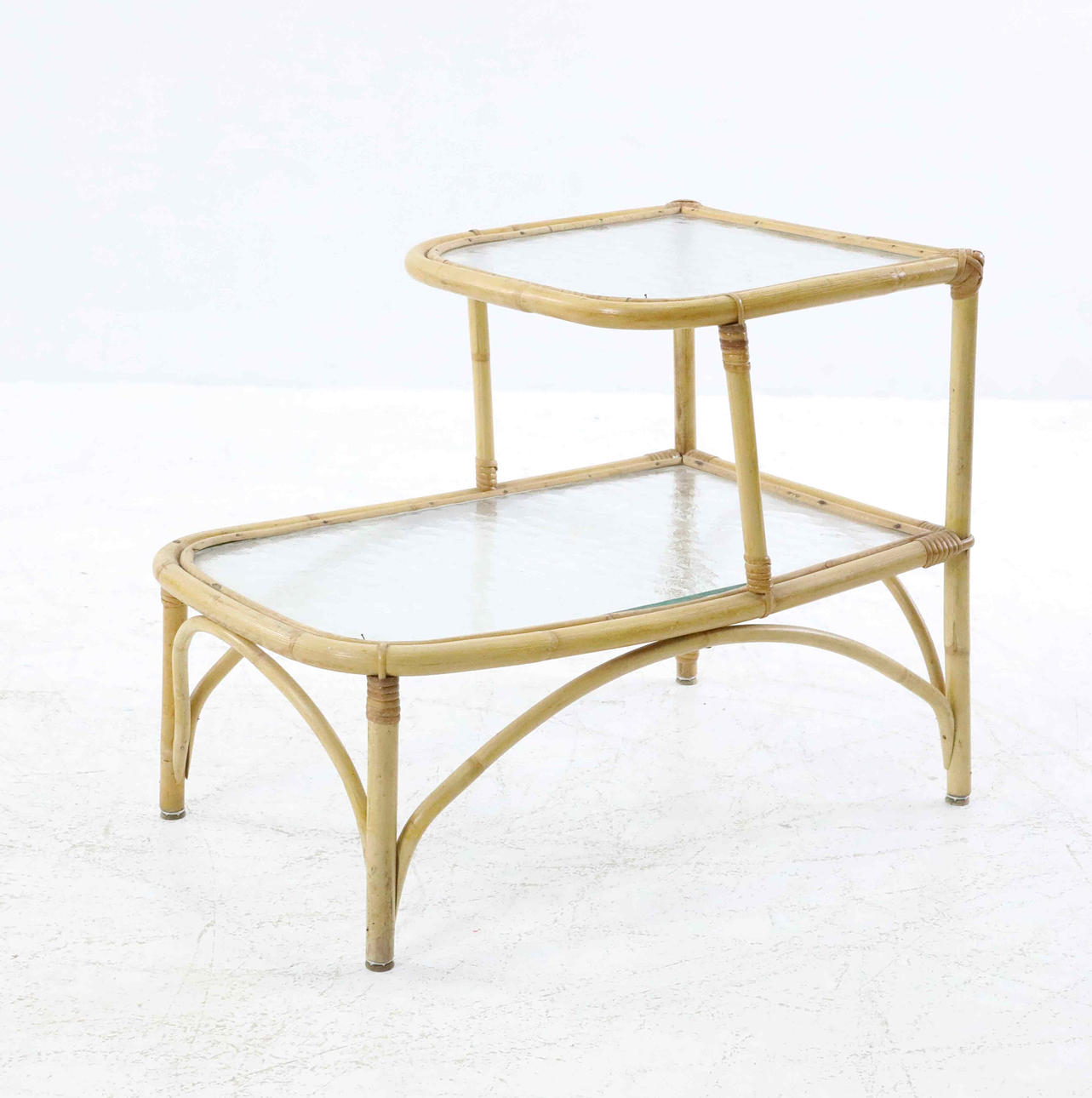 FLOWER TABLE, rattan, bamboo, glass, 1900s.