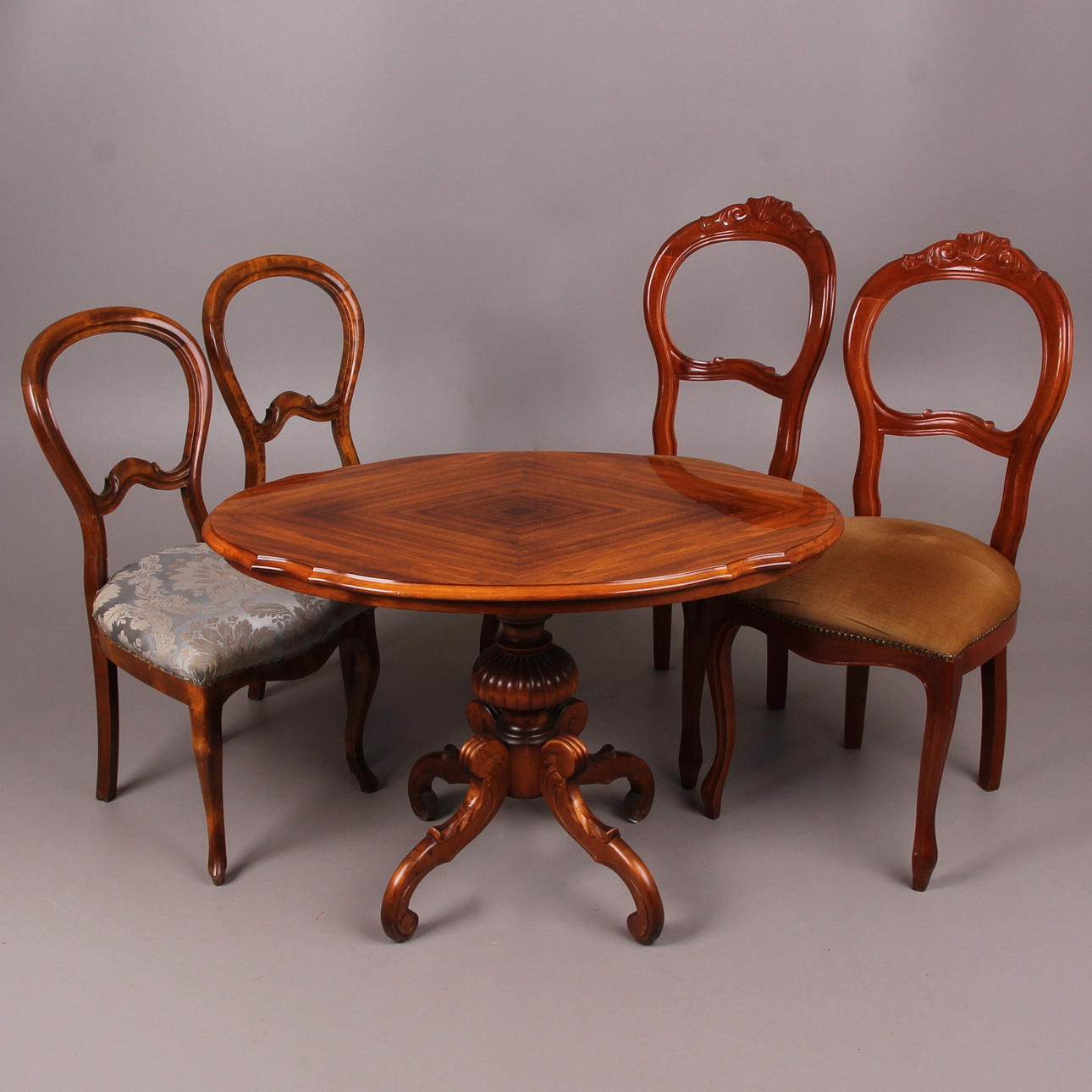 STOLAR, samt bord, 5 delar, rokokostil, 1900-talets mitt.