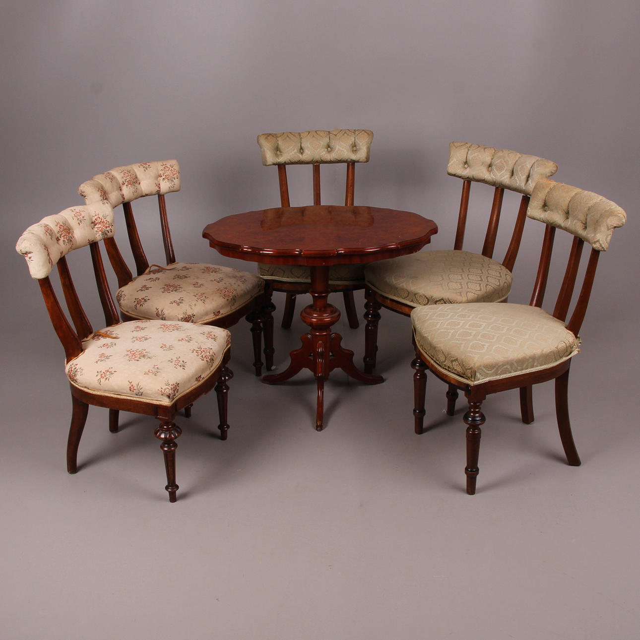 STOLAR, samt bord, 6 delar, rokokostil, 1900-tal.