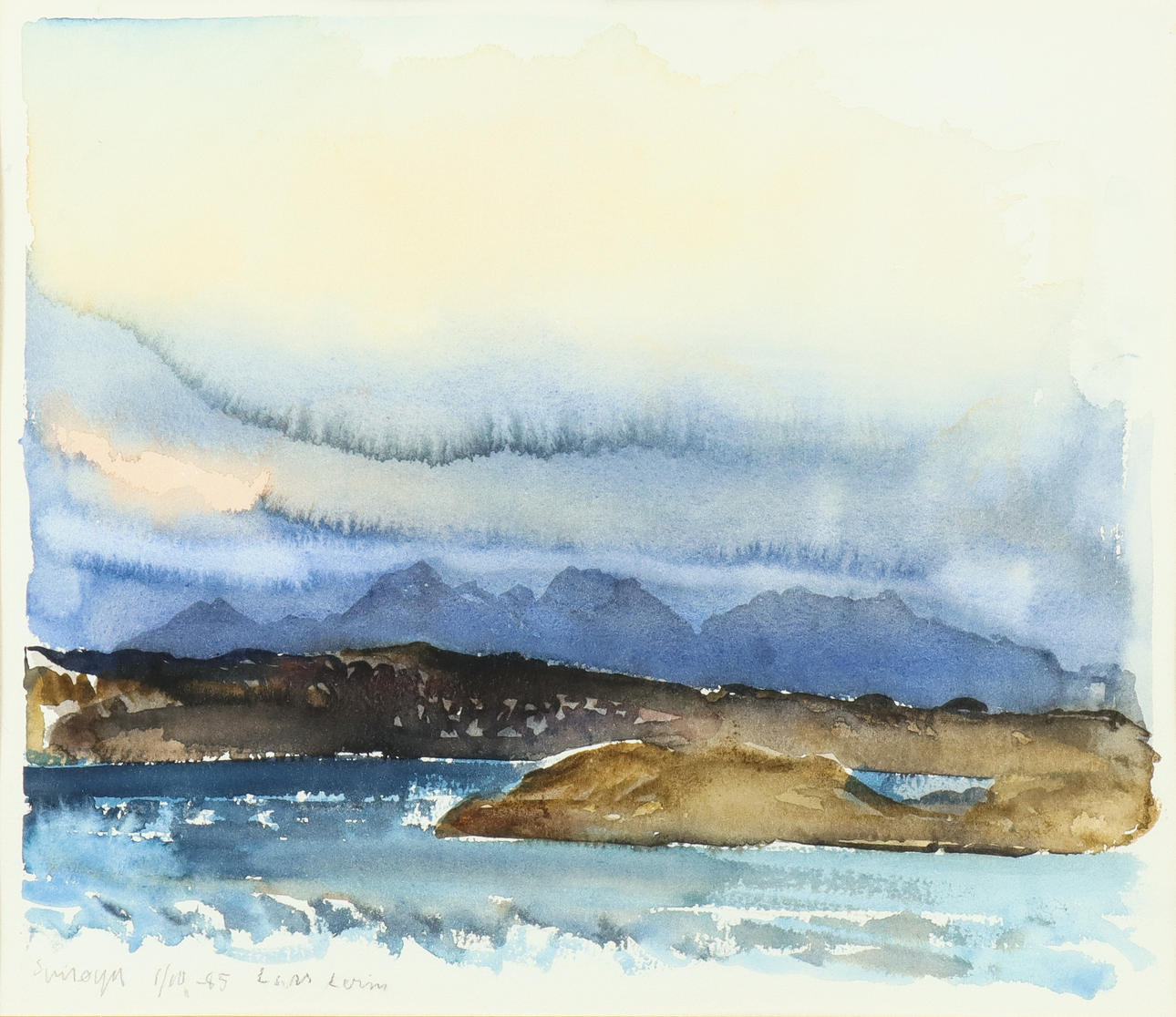 LARS LERIN. Svinöya 1/10-85, akvarell.
