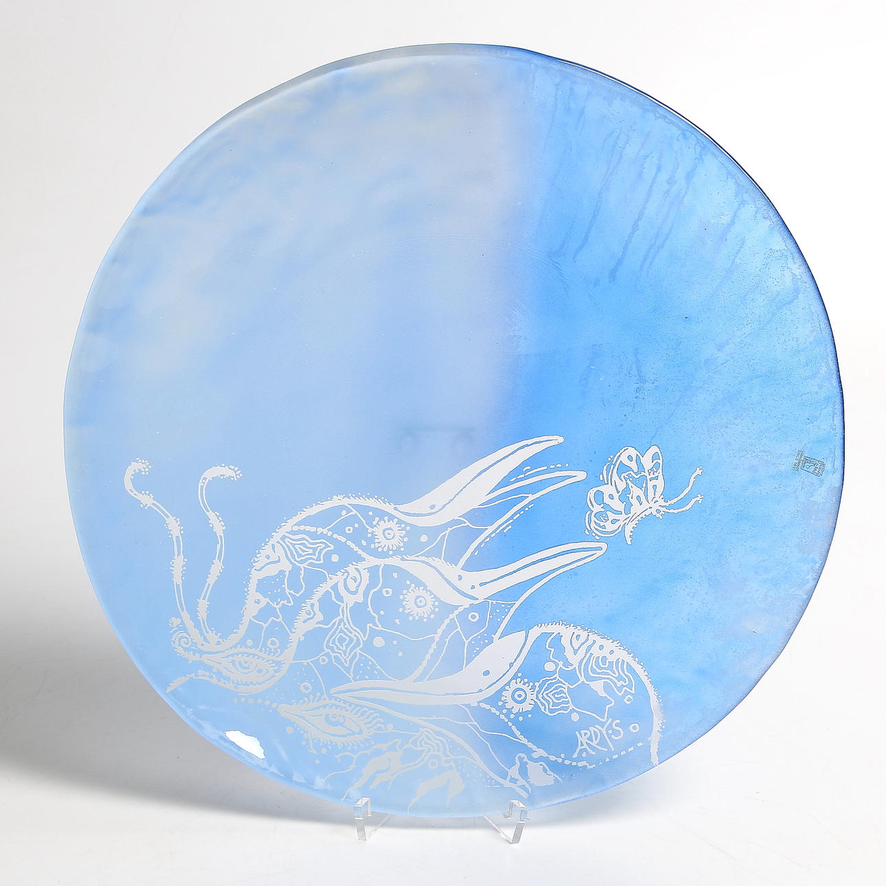 ARDY STRÜWER. Fat, glas, Johansfors glasbruk. Signerad i dekoren.