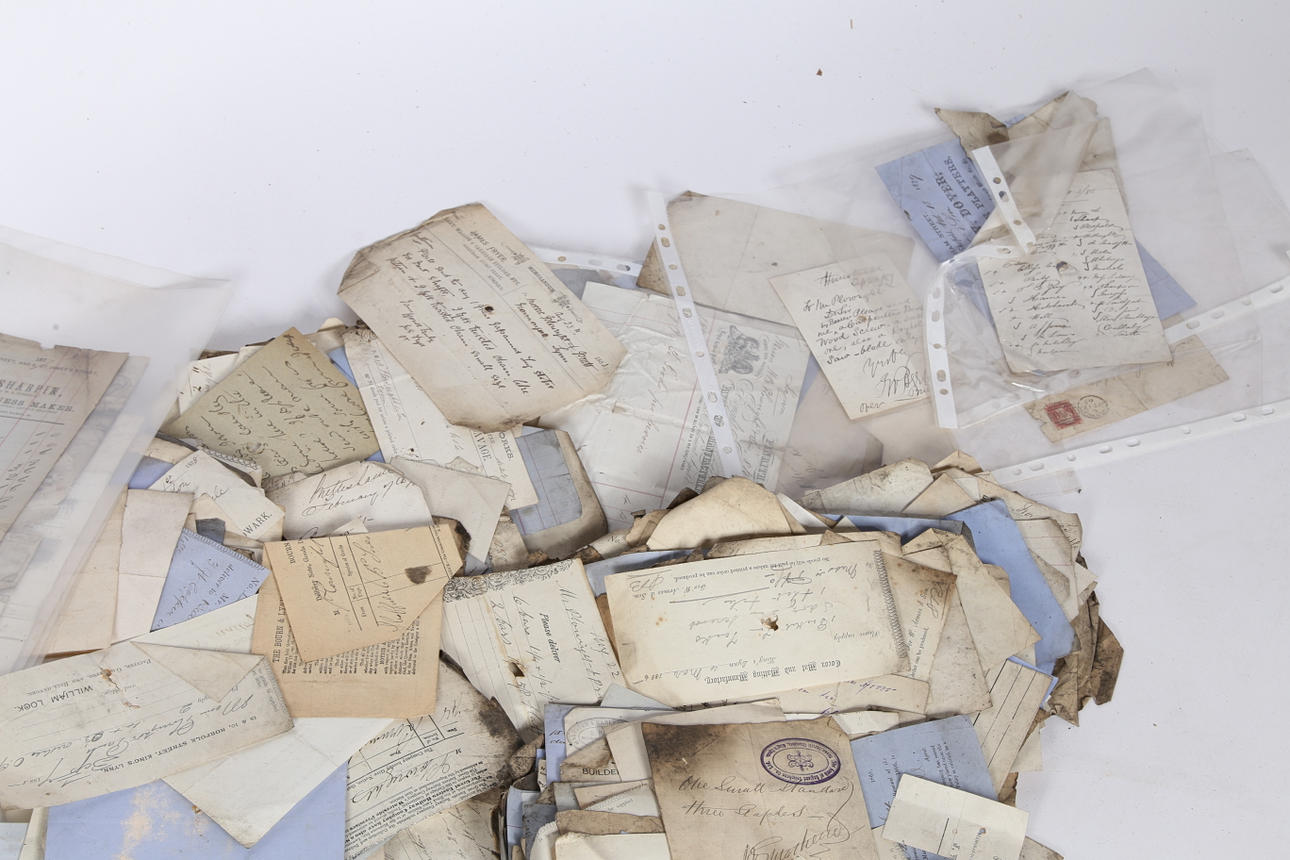 A LARGE COLLECTION OF 19TH CENTURY HAND WRITTEN DOCUMENTS, RECEIPTS AND ...