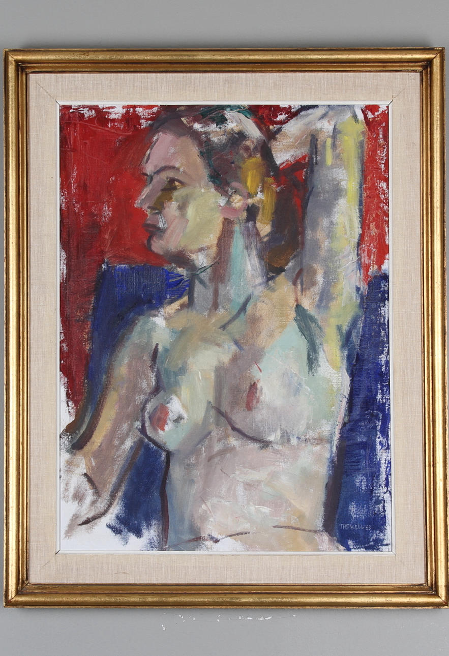 PÄR THORELL. Porträtt av naken kvinna, olja på duk. Signerad och daterad 53.