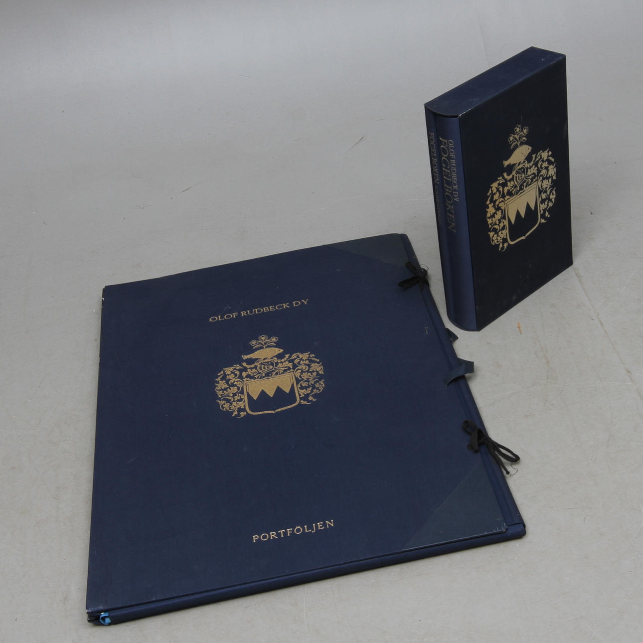 OLOF RUDBECK D.Y., "Fogelboken" samt "Portföljen" med två kommentardelar, faksimilutgåva, René Coeckelberghs Editioner, nr 726/1499, ca 1985-86.