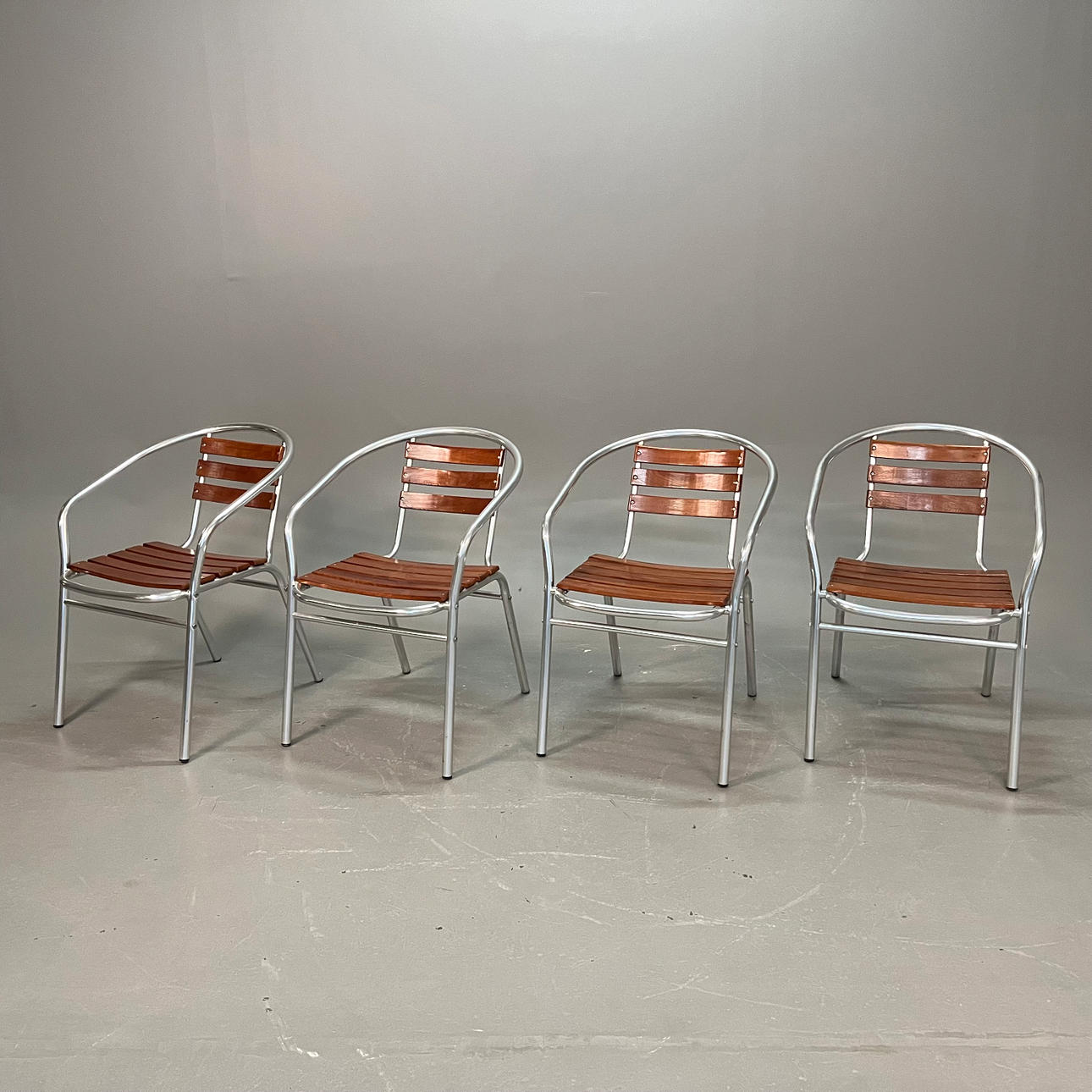 GARTENSTÜHLE, 4 Stück, Aluminium/Holz.