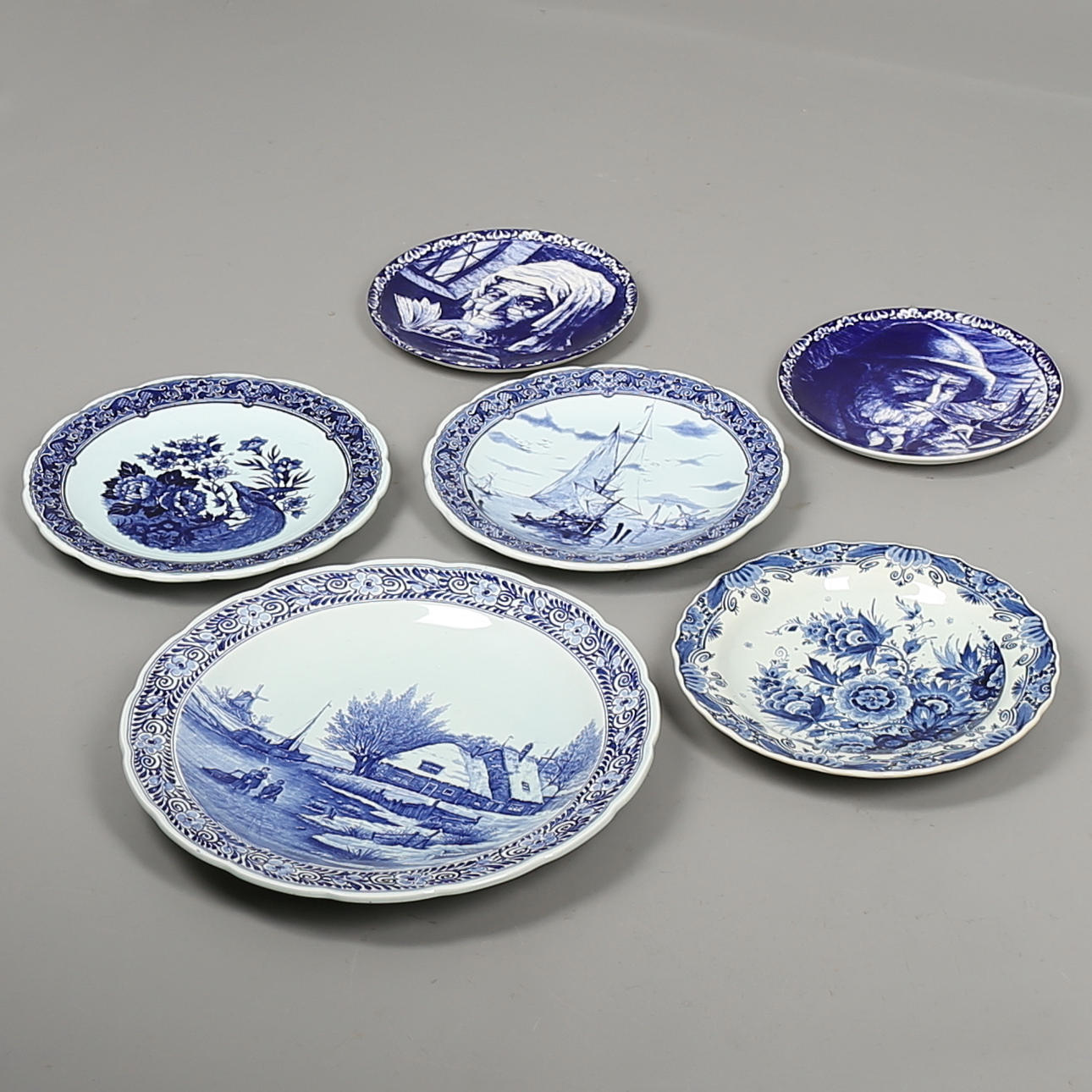 SAMLARTALLRIKAR i fajans, 6 st, Royal Sphinx, Delft, Holland.