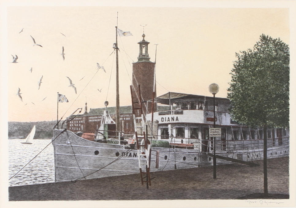 REINHOLD LJUNGGREN. Diana, färglitografi, signerad samt numrerad 141/360.