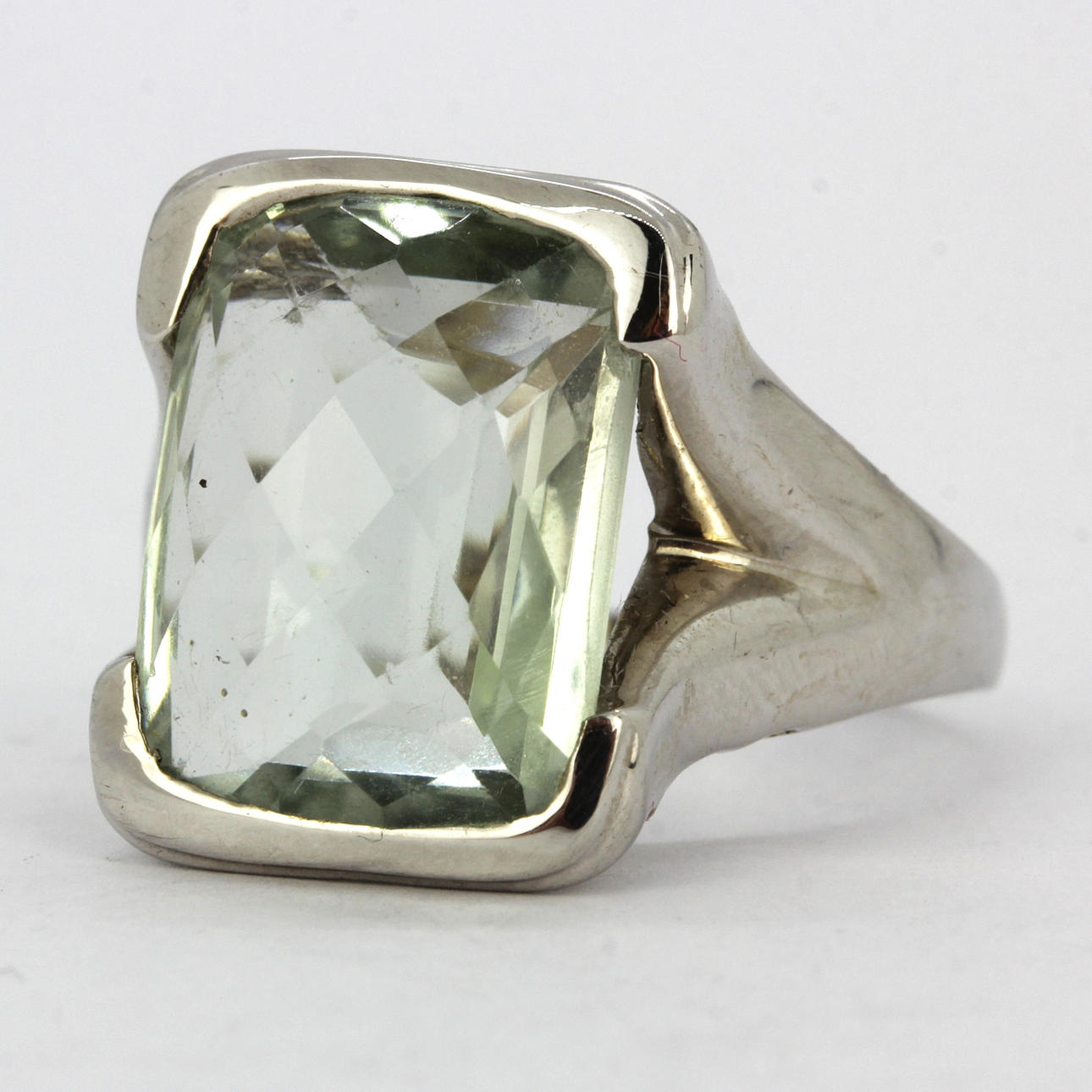 ANILLO PRASIOLITA AMATISTA PLATA.