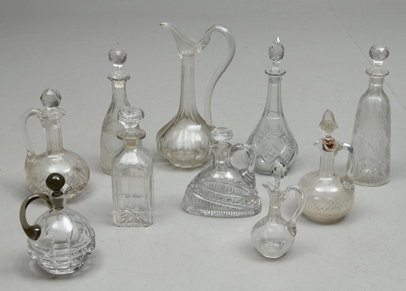 KARAFFER, 10 st, glas, 1800/1900-tal.