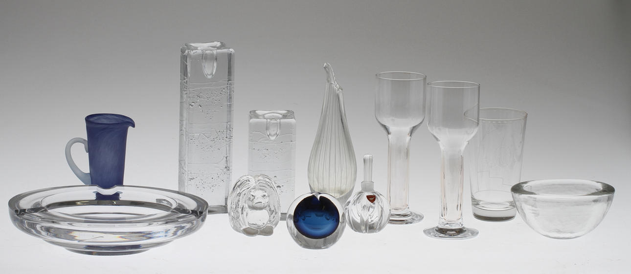 PARTI GLAS, 12 delar, bland annat Vicke Lindstrand, Orrefors, Iittala.