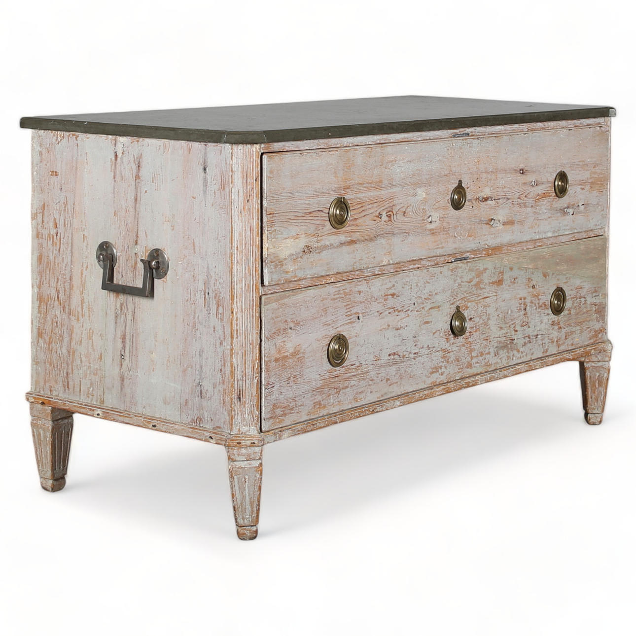 CÓMODA, pintada, dos cajones, 17/1800.