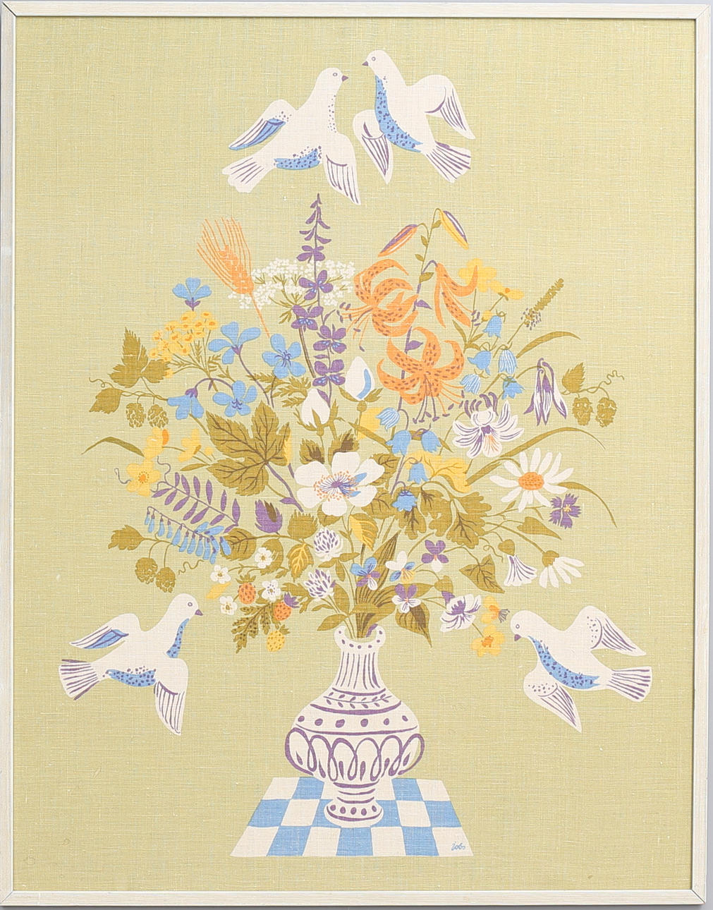 TEXTILTRYCK, blomsterstilleben, Jobs.