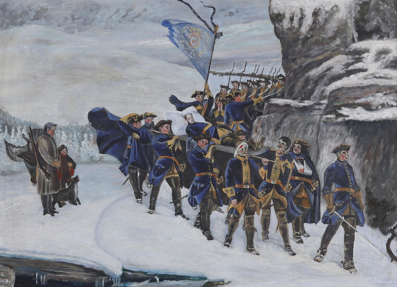 OKÄND KONSTNÄR. "Carl XII's funeral", copy after Gustaf Cederström, not signed.
