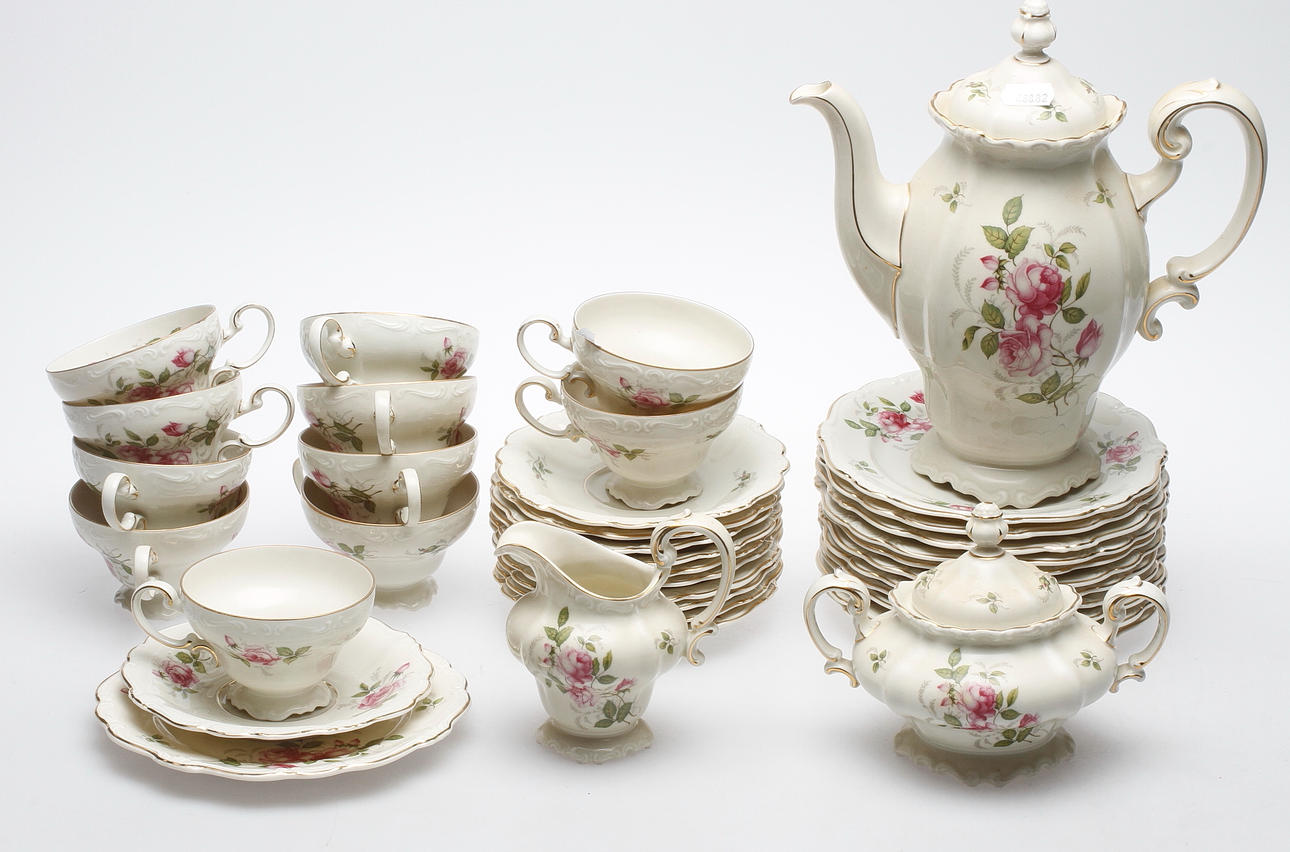 KAFFESERVIS, 26 delar, porslin, "Pompadour", Rosenthal.