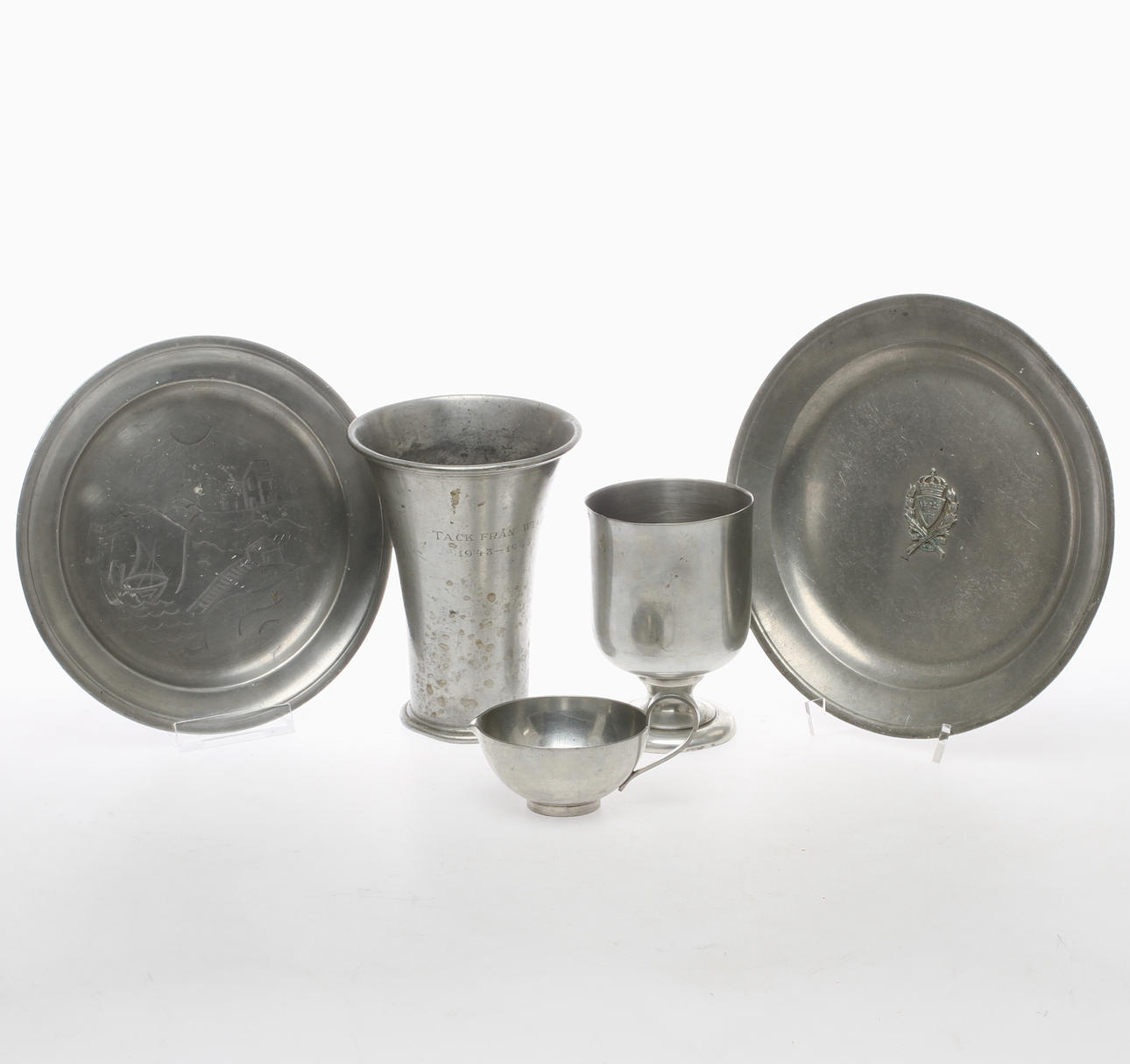 TENN, 5 delar, bland annat fat, Firma Svenskt Tenn, 1900-tal.