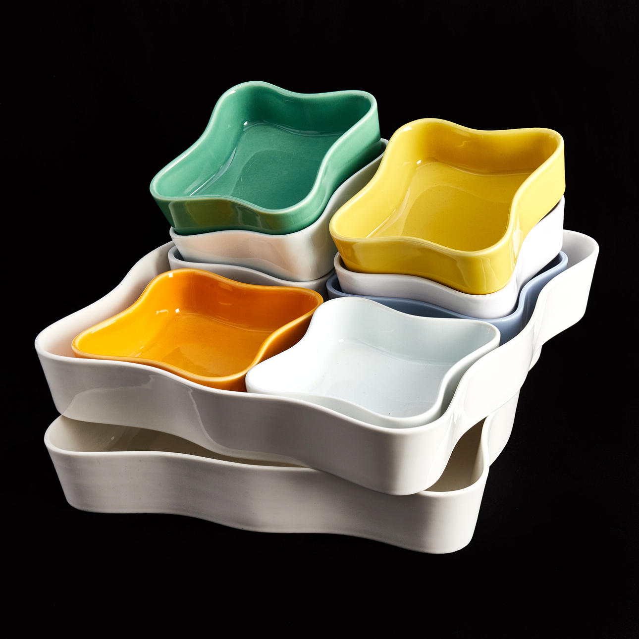 PIA TÖRNELL. Forms 2 + 8 pcs, "Sinus" for Rörstrand.