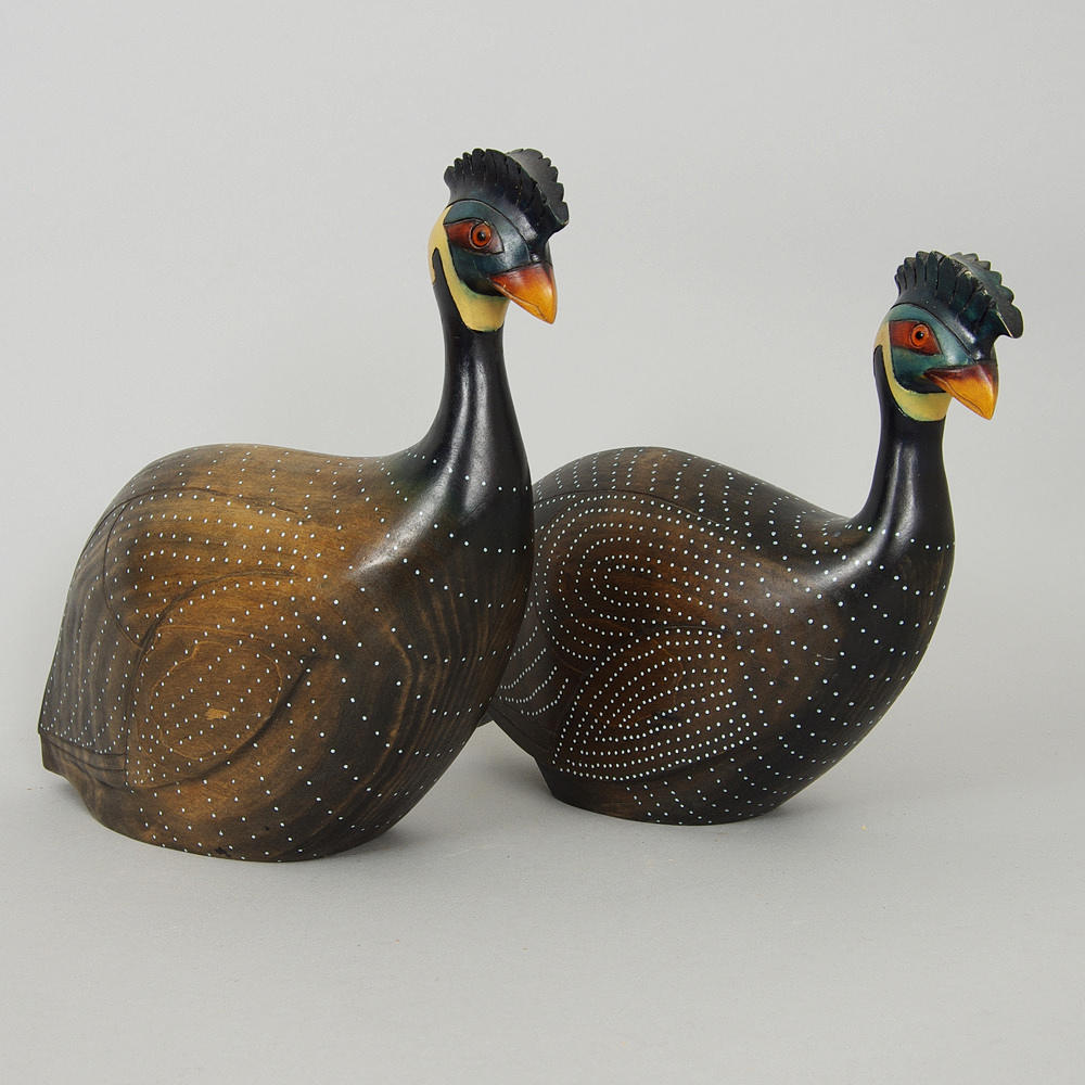 FÅGLAR, 2 stycken, målad trä, Knysna.