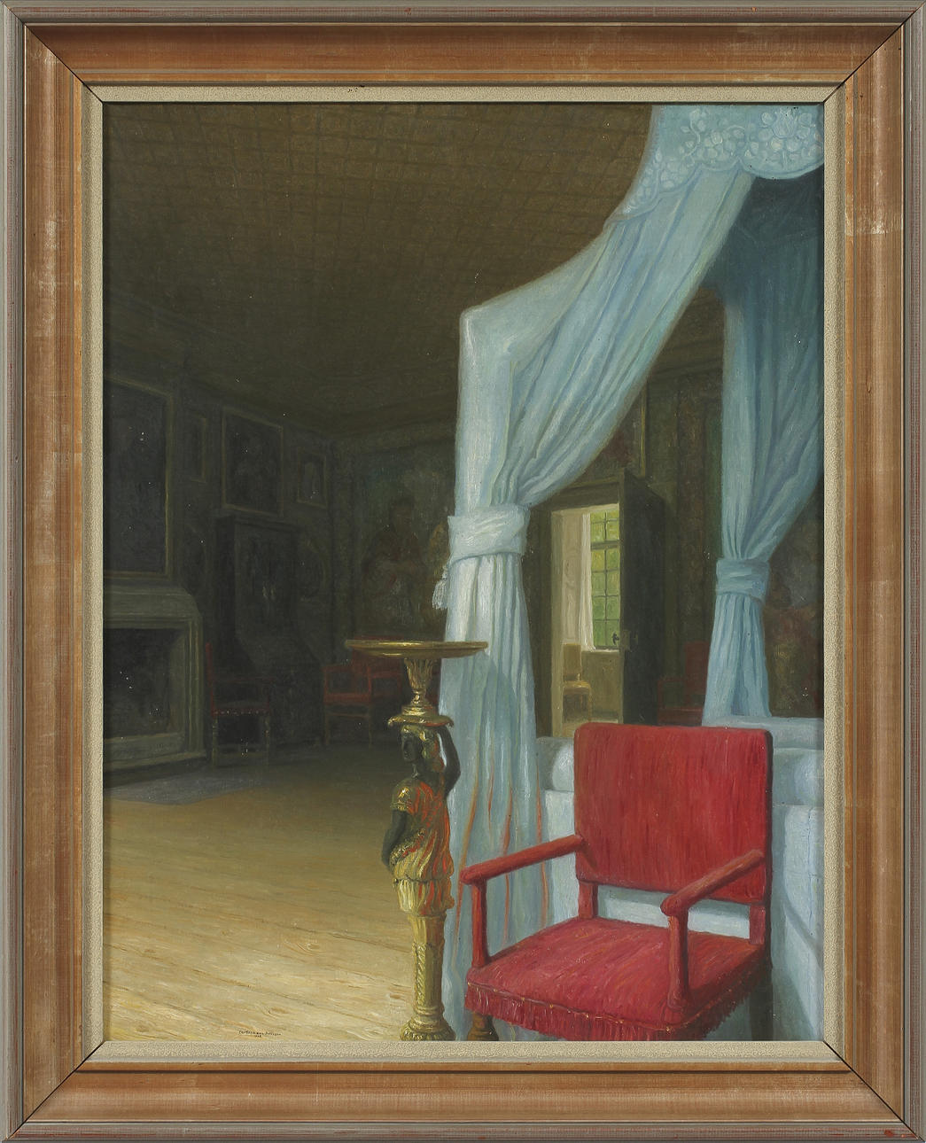 CHRISTIAN TILEMANN-PETERSEN. "Gripsholm slot, Sverige", Olja på duk, signerad och daterad 1908.