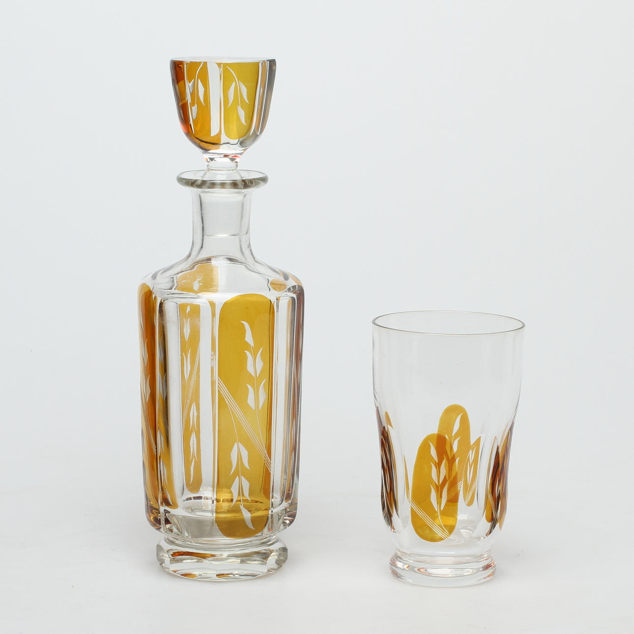 KARAFF samt GROGGLAS, 6 st, Hovmantorp, 1900-tal.