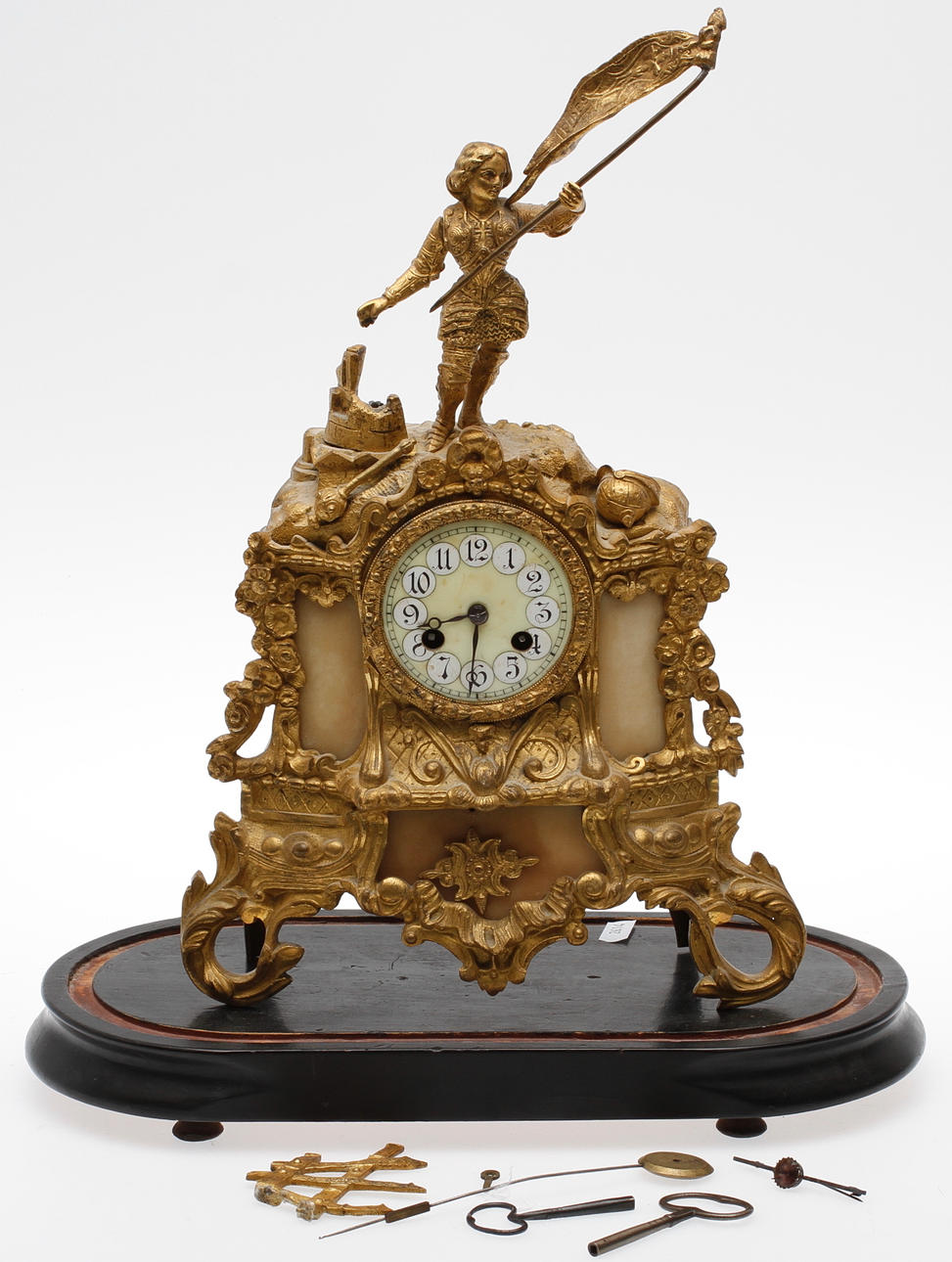 BORDSUR, Brons/alabaster, C:a 1900.