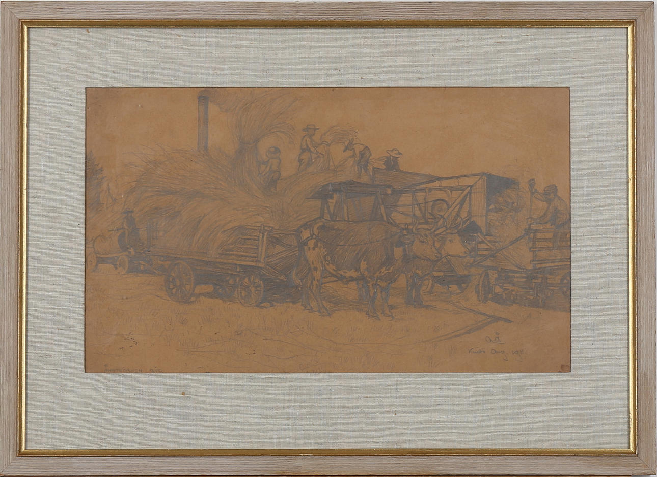 ACKE ÅSLUND. "Ångtrösken går", blyerts, signerad samt daterad a.å. 1911.