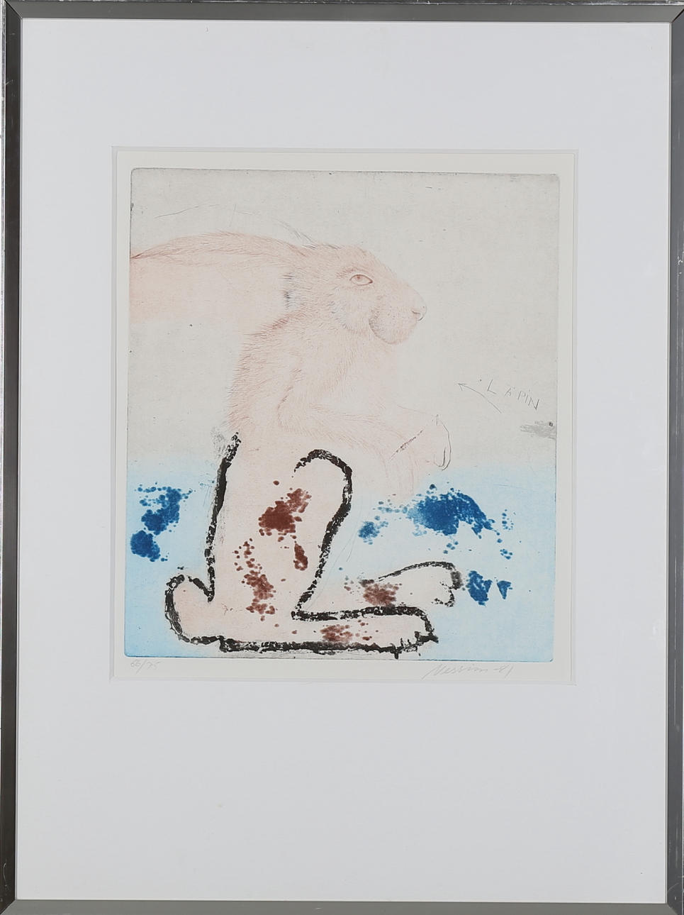 SUSANNE NESSIM. Lapin, färgetsning, signerad Nessim -81.