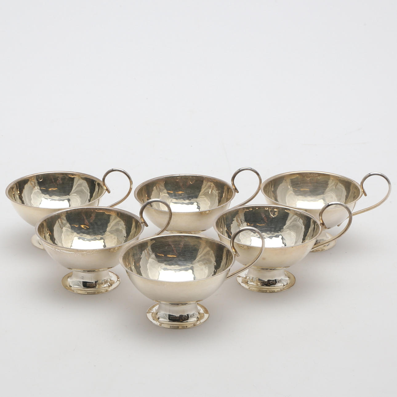 SUPKOPPAR, 6 st, silver, vikt ca 185 gram, Guldsmedaktiebolaget, Eskilstuna, 1975.