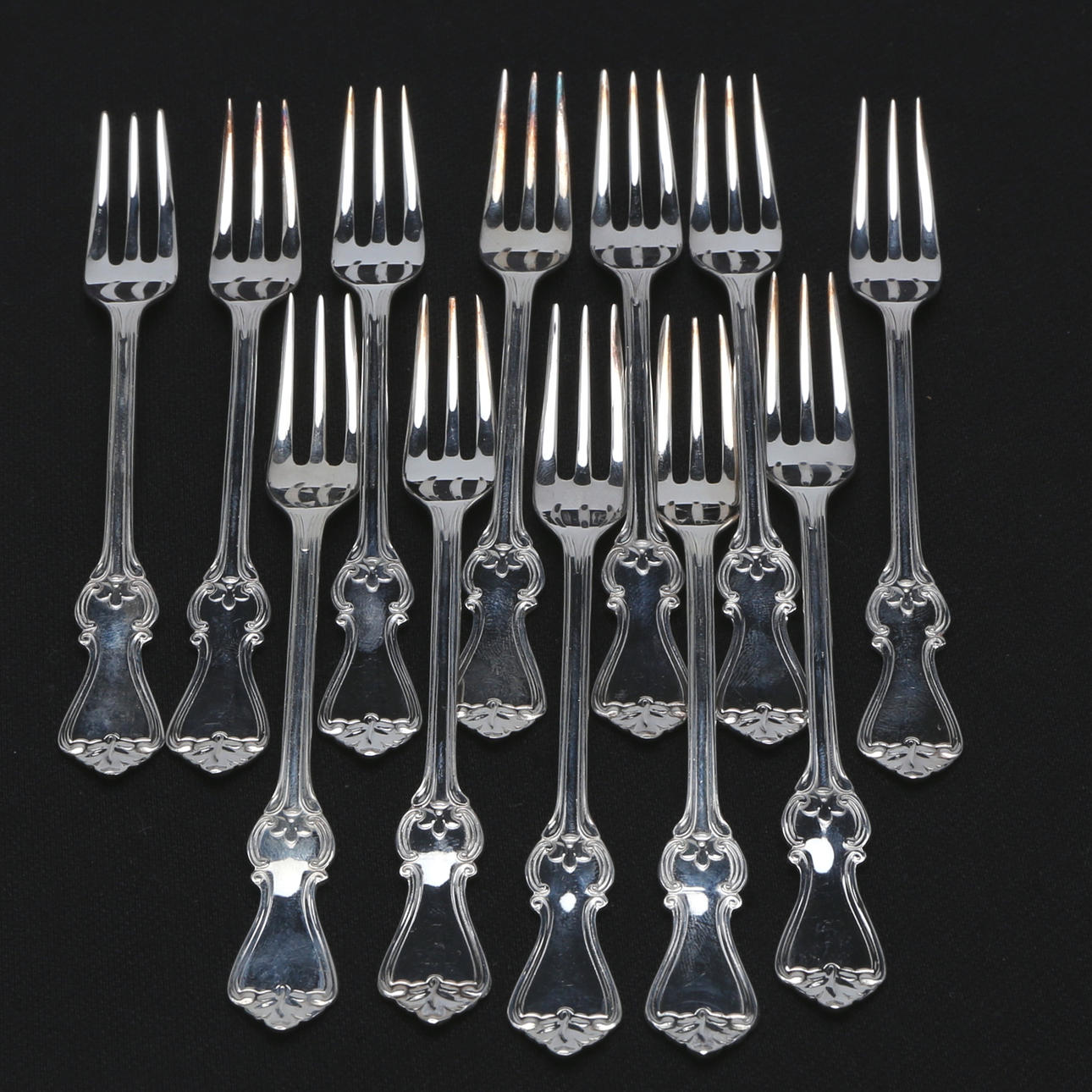 GAFFLAR, 12 st, silver, vikt ca 124 gram, Guldsmedsaktiebolaget, Eskilstuna, 1982.